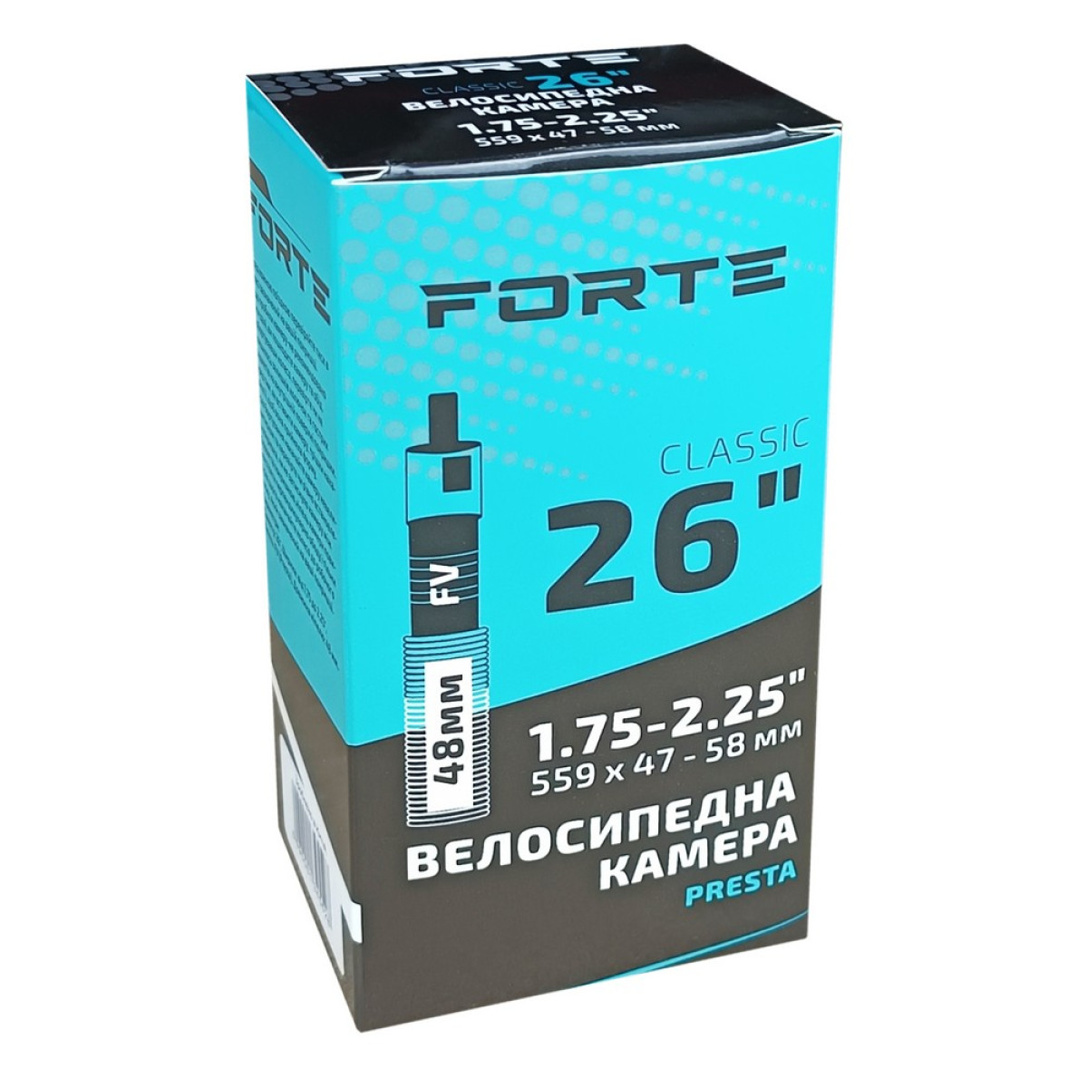 Велокамера FORTE Classic 26" х 1.75-2.25 FV Presta 48 мм