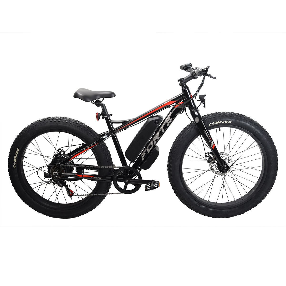 Велосипед акумуляторний FORTE NEXUS 350Вт, 36В/10Ач 17"/26" чорно-червоний