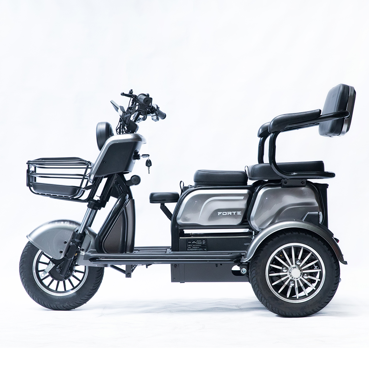 Трицикл акумуляторний Forte Family-P1000 Сірий