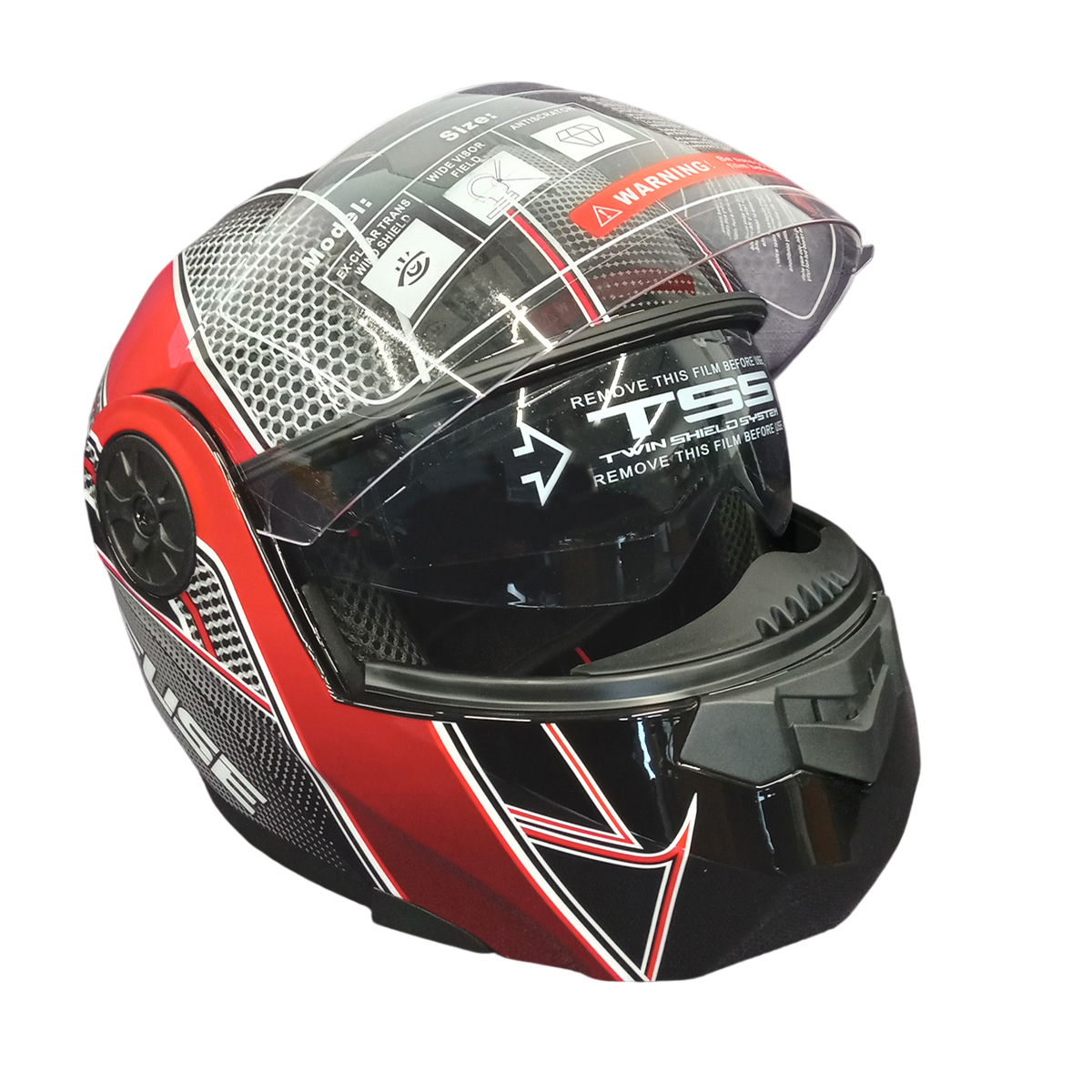 Мотошолом чорно-червоний FORTE BLD-159, розмір S