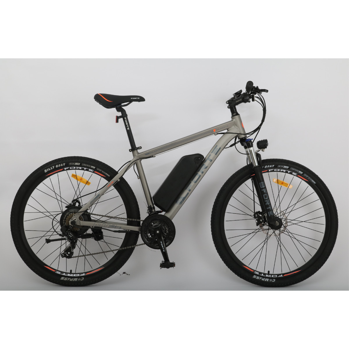 Велосипед аккумуляторный Forte Galaxy 18"/27", 350 Вт, серо-желтый