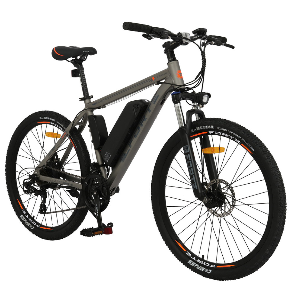 Велосипед аккумуляторный Forte Galaxy 18"/26", 250 Вт, серо-желтый